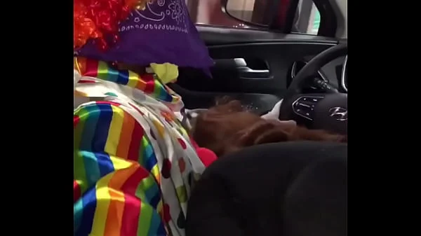 Clown gets dick sucked while ordering food