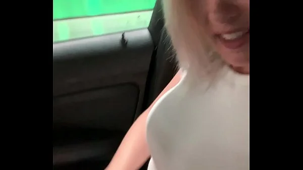 Omg so risky! Tight pussy fingered to orgasm in the public car park