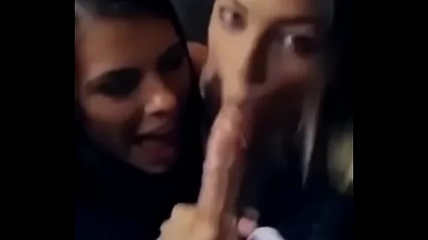 Two hotties doing a nice blowjob