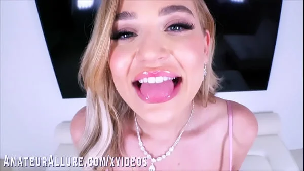 Busty Blonde Blake Blossom Swallows For the First Time on Camera