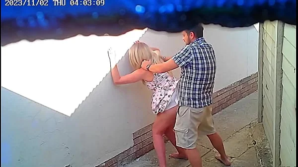 Cctv camera caught couple fucking outside public restaurant