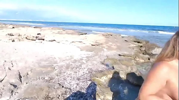 Playing on the BEACH, NAKED with 2 very horny friends