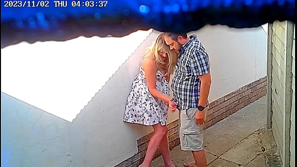 Daring couple caught fucking in public on cctv camera