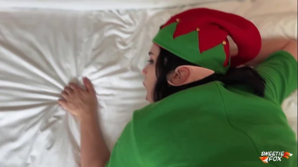 Gift from Christmas Elf - Hot Blowjob and Sex with Cum on Wet Pussy POV