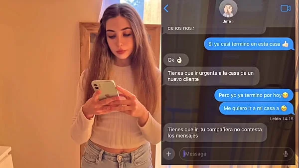 La chica  que limpia en casa me pone caliente con sus jeans , la follo duro como le gustan a esa edad