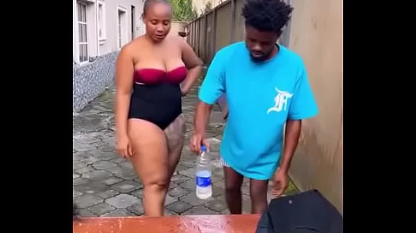 Big ass naija babe with big ass and great body in a flip Bottle Challenge where you strip for every loss