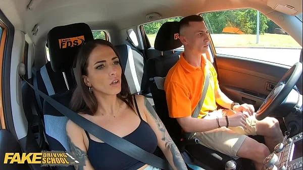 Fake Driving School Spanish Babe Medusa has Lesson Hijacked by FakeTaxi driver