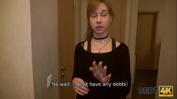 DEBT4k. Man comes to the teen Russian debtor and drills shaved pussy soon