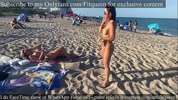 Amateur Fitqueen teen cause a circle of men at public nude beach