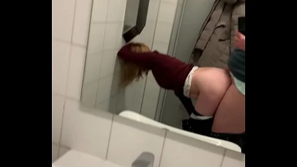 Went into the airport bathroom with SugarNadya, stripped her and fucked her hard, CUM all over her ass