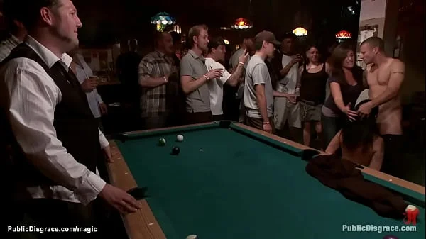 Bound hot slut fucked in pool bar