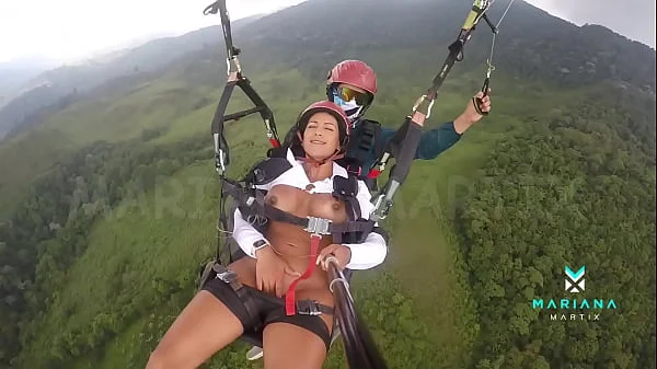 The number one ebony actress from Colombia Mariana Martix goes paragliding masturbating naked