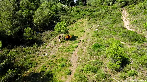 Drone catches young couple fucking outdoors