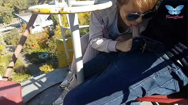 Public blowjob on the ferris wheel from shameless whore